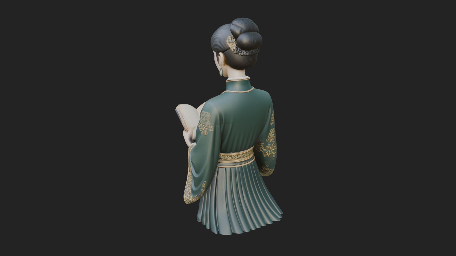 Book Reading Lady Statue Design 1 3D Print Model 3D Model