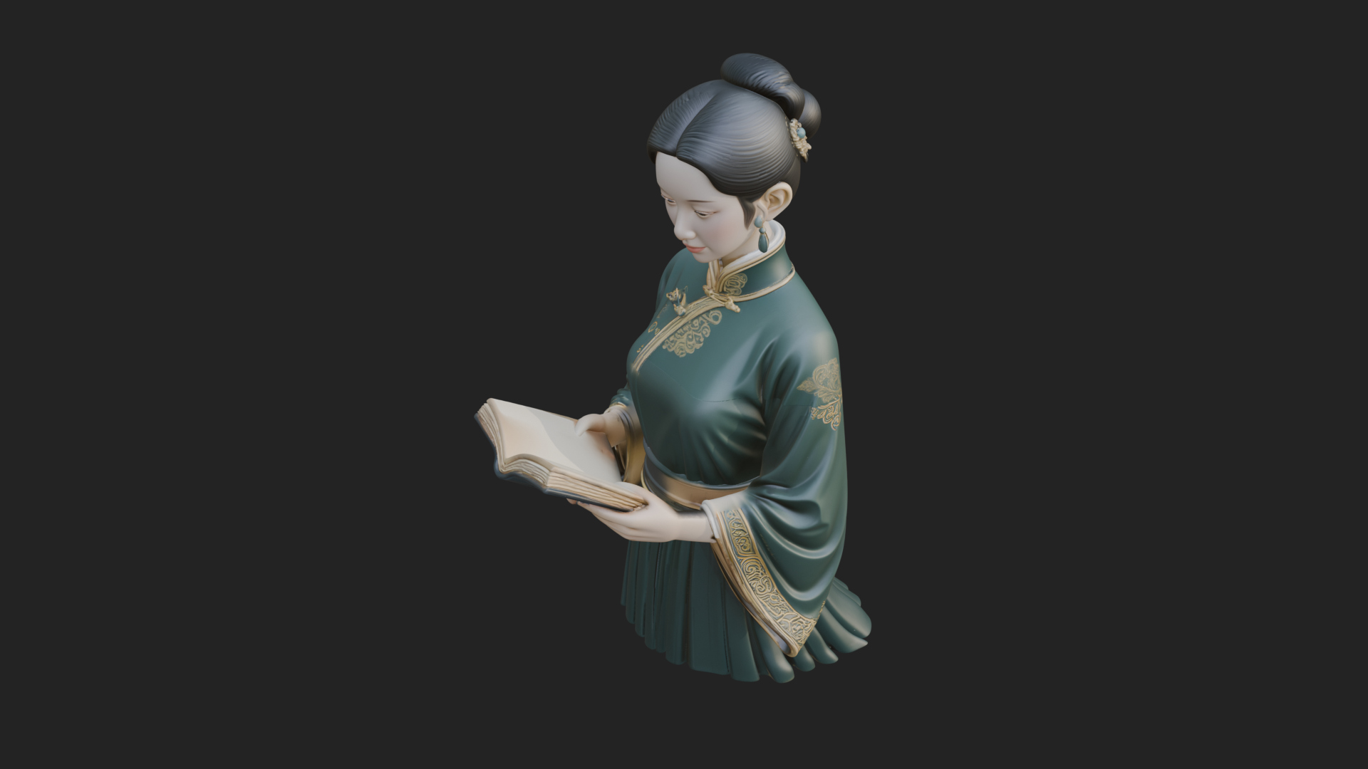 Book Reading Lady Statue Design 1 3D Print Model 3D Model