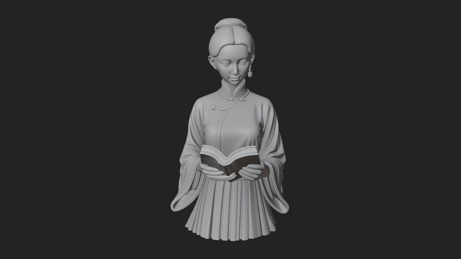 Book Reading Lady Statue Design 1 3D Print Model 3D Model