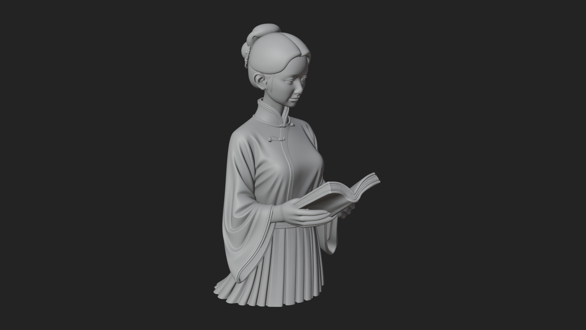 Book Reading Lady Statue Design 1 3D Print Model 3D Model