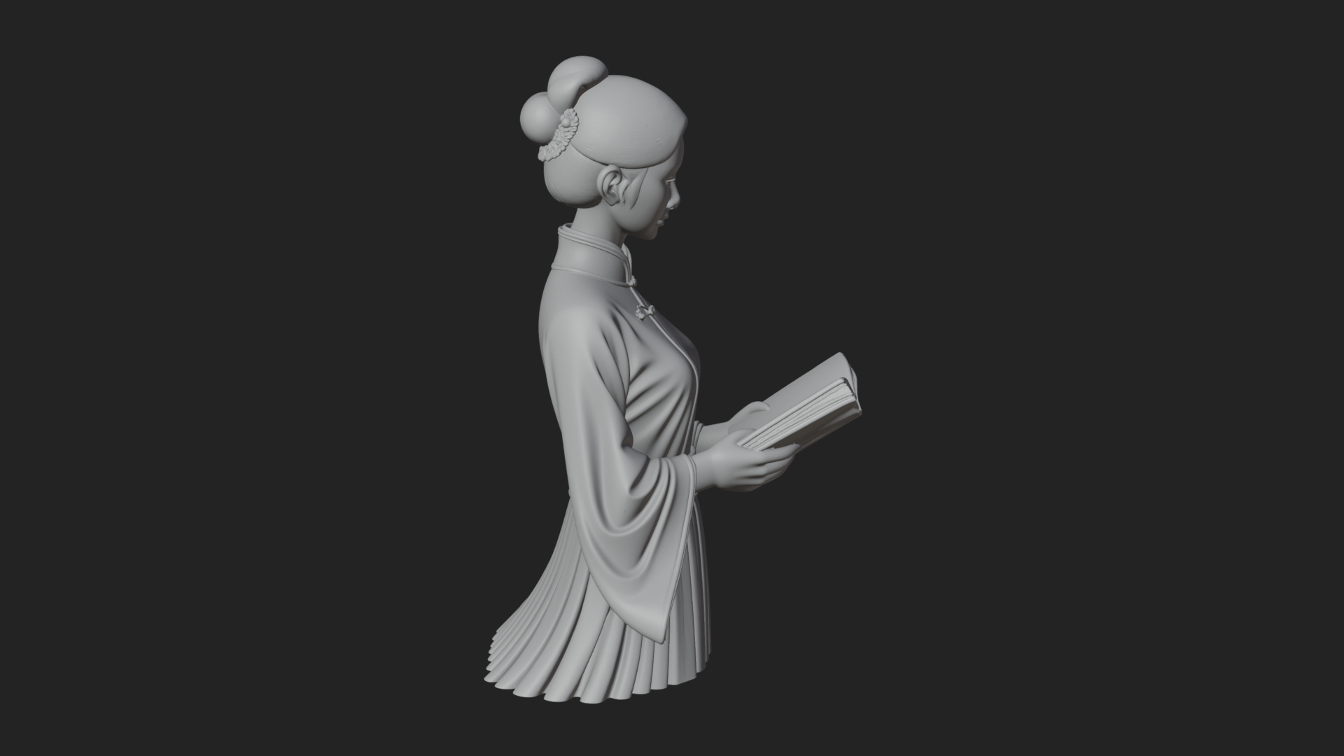 Book Reading Lady Statue Design 1 3D Print Model 3D Model