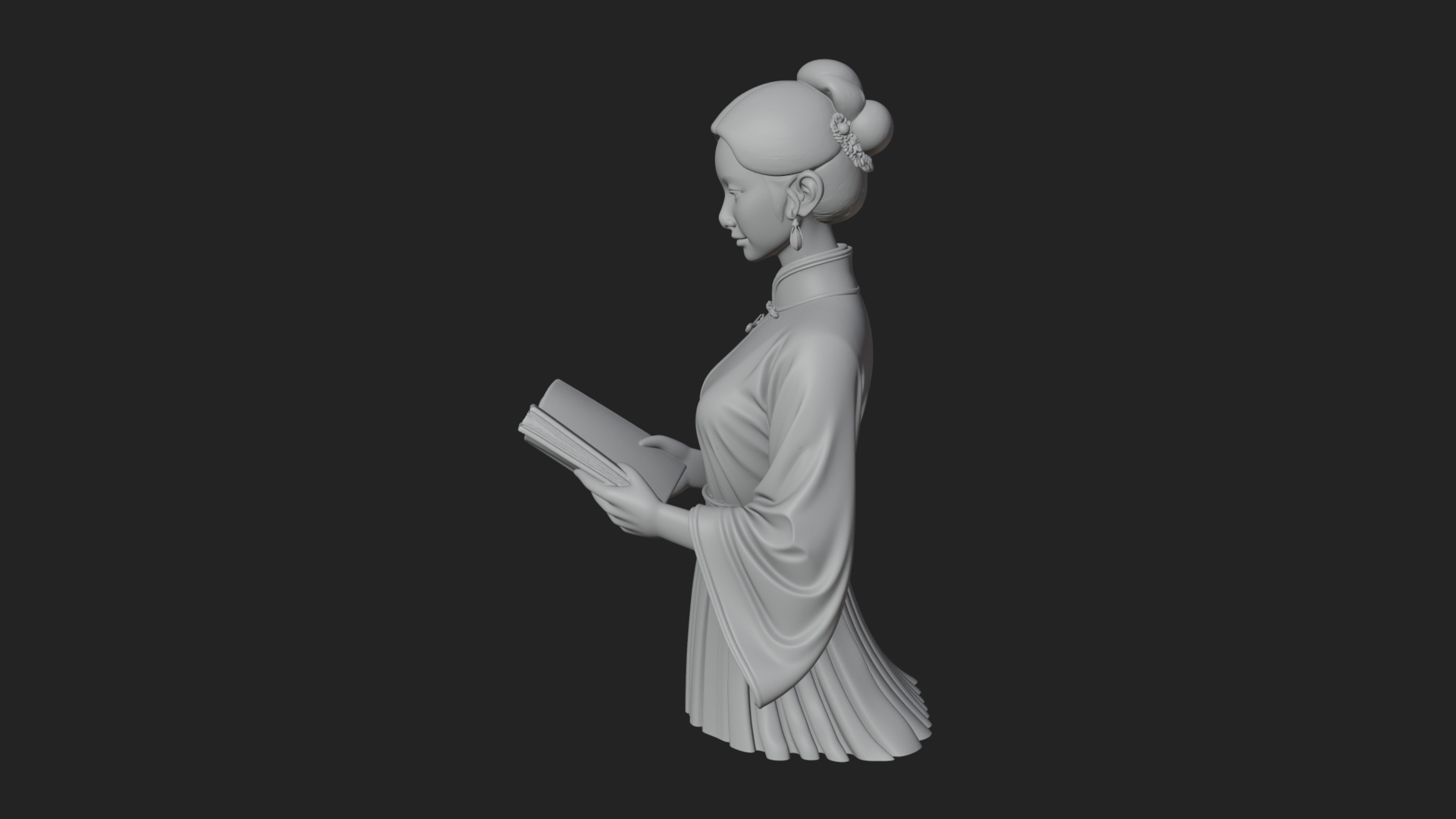 Book Reading Lady Statue Design 1 3D Print Model 3D Model