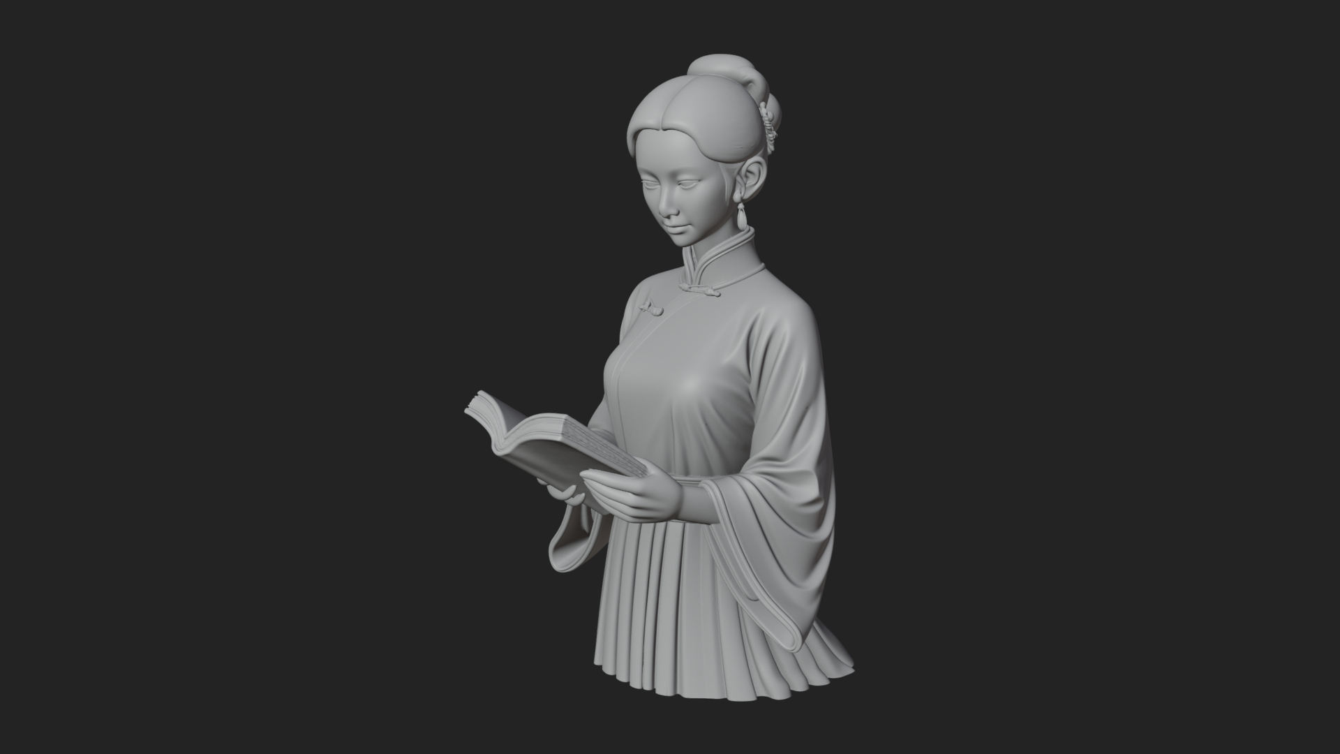 Book Reading Lady Statue Design 1 3D Print Model 3D Model