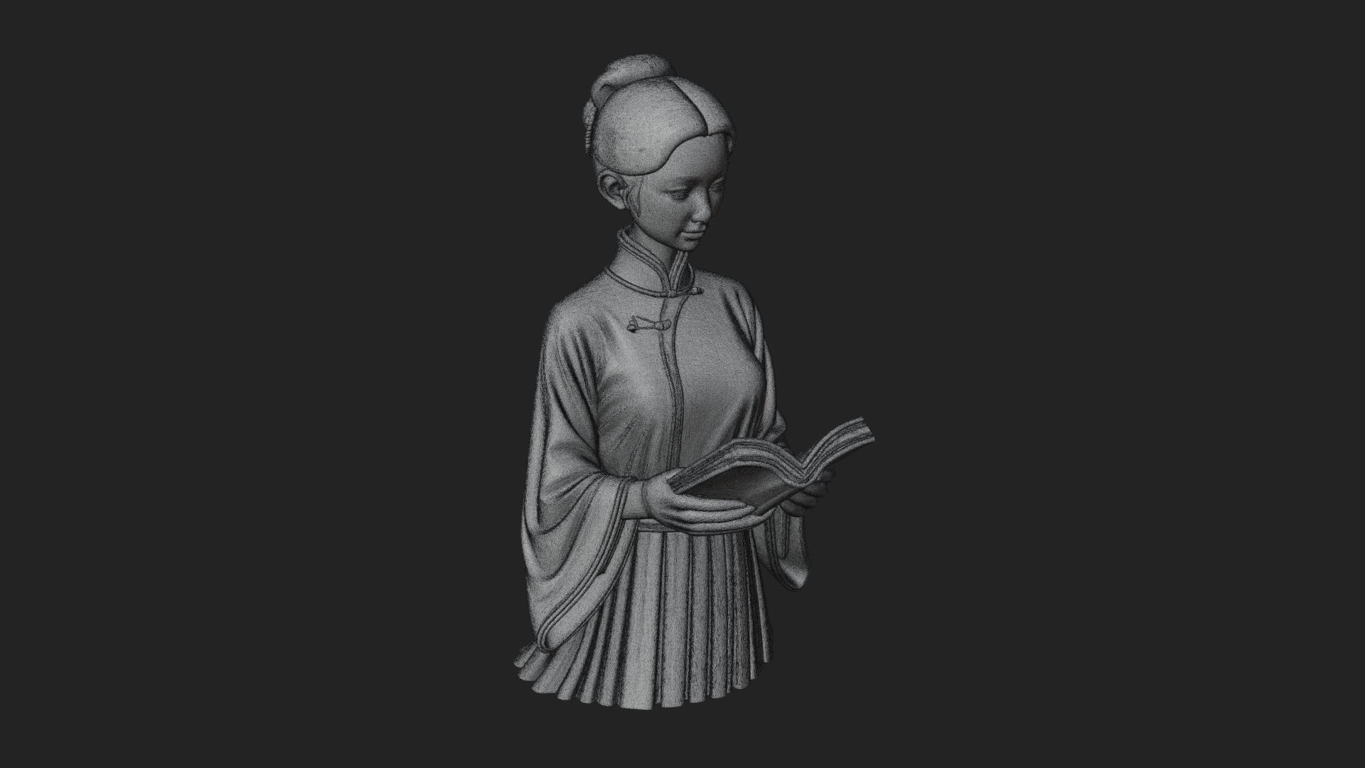 Book Reading Lady Statue Design 1 3D Print Model 3D Model