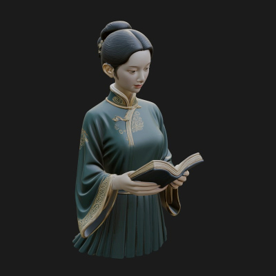 Book Reading Lady Statue Design 1 3D Print Model
