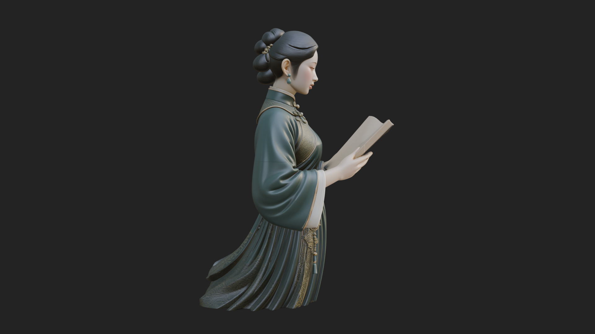 Book Reading Lady Statue Design 2 3D Print Model 3D Model