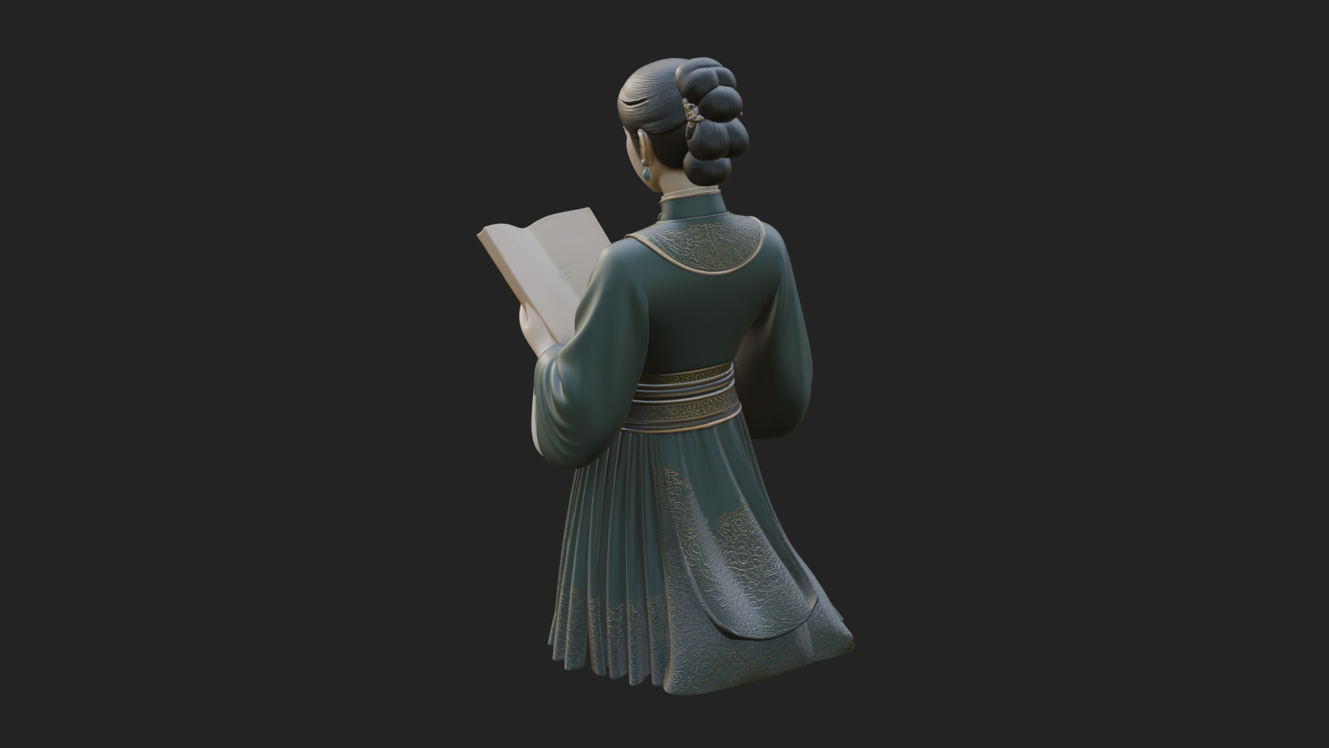 Book Reading Lady Statue Design 2 3D Print Model 3D Model