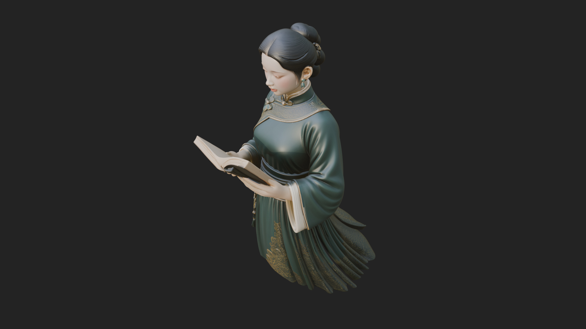 Book Reading Lady Statue Design 2 3D Print Model 3D Model