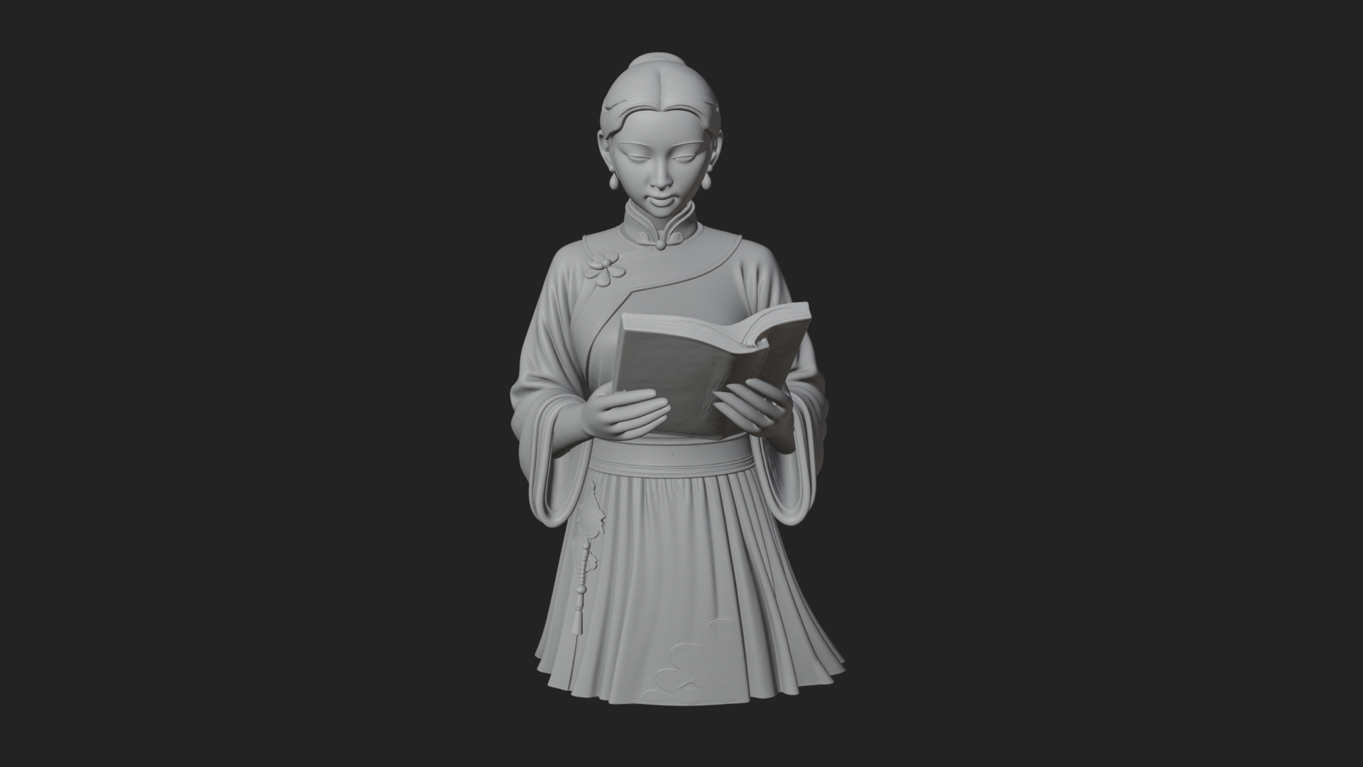 Book Reading Lady Statue Design 2 3D Print Model 3D Model