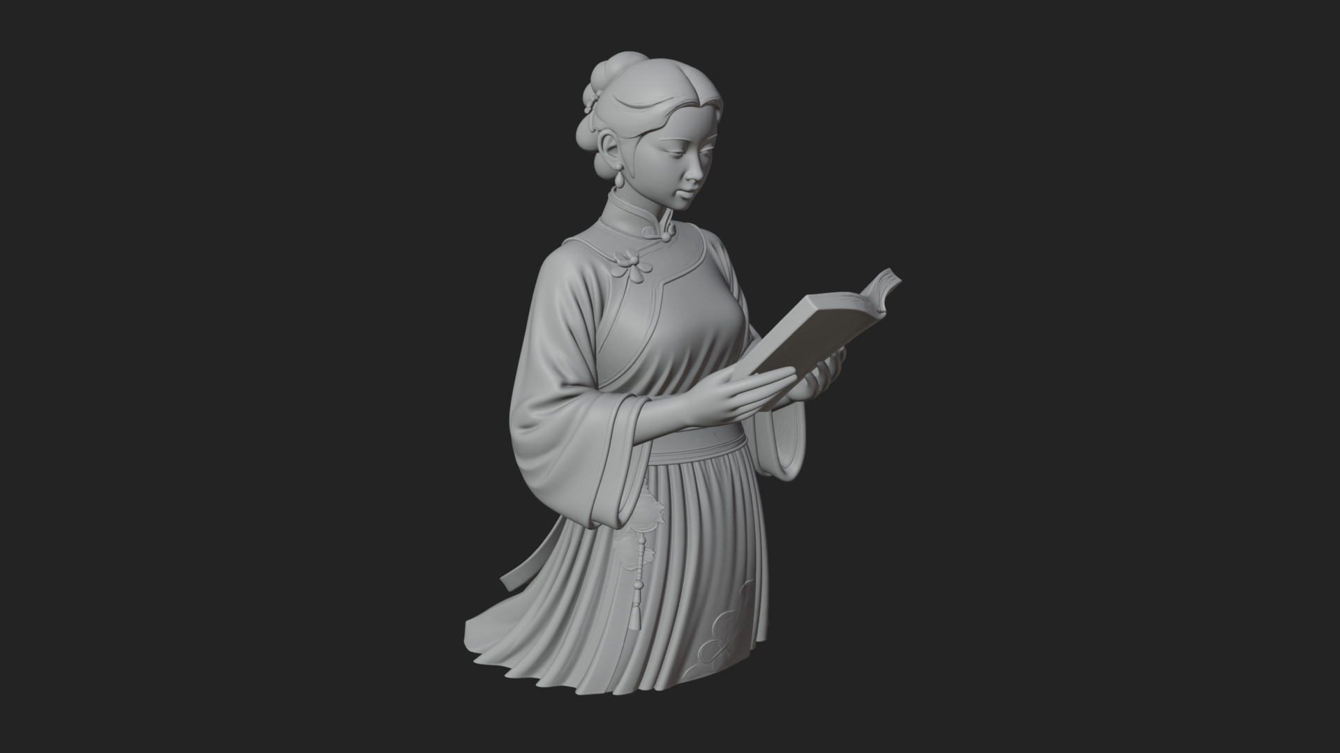 Book Reading Lady Statue Design 2 3D Print Model 3D Model