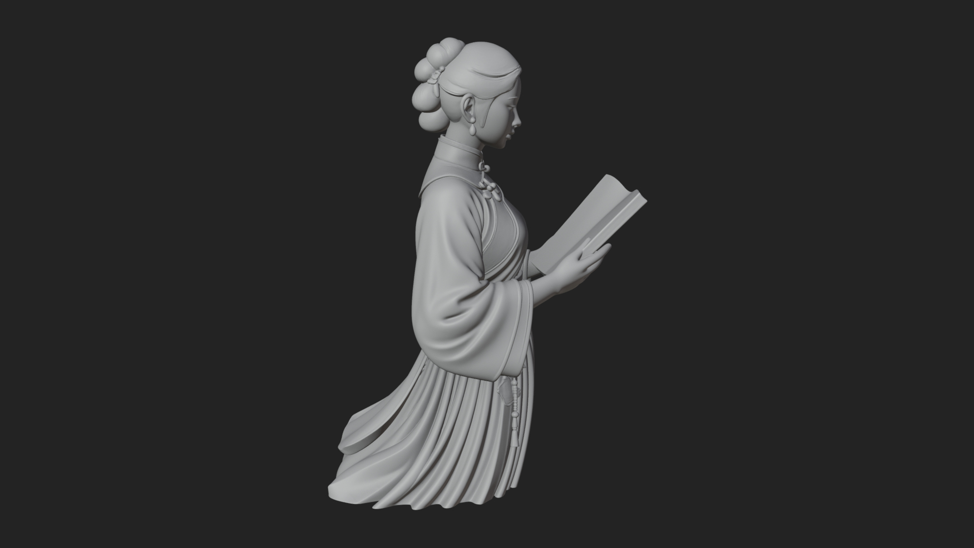 Book Reading Lady Statue Design 2 3D Print Model 3D Model