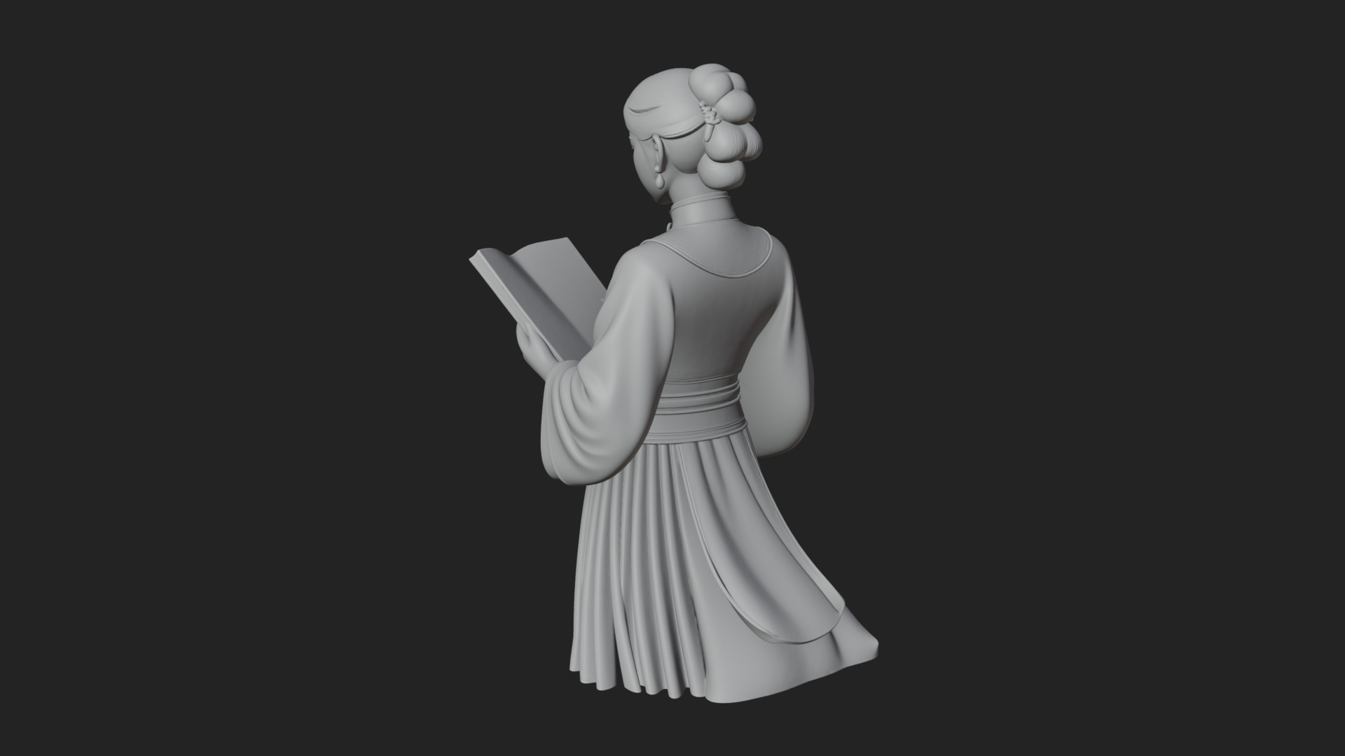 Book Reading Lady Statue Design 2 3D Print Model 3D Model