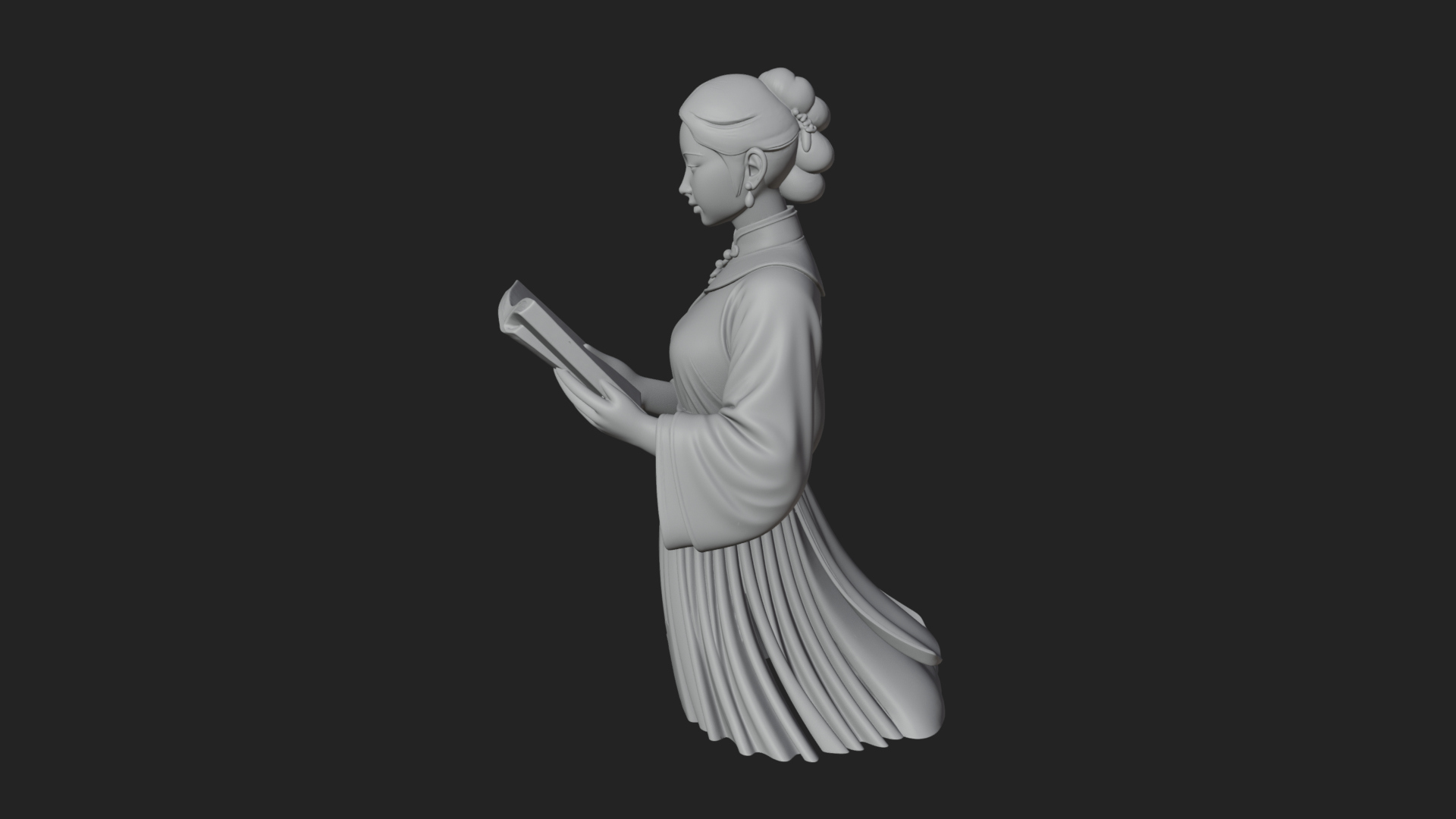 Book Reading Lady Statue Design 2 3D Print Model 3D Model