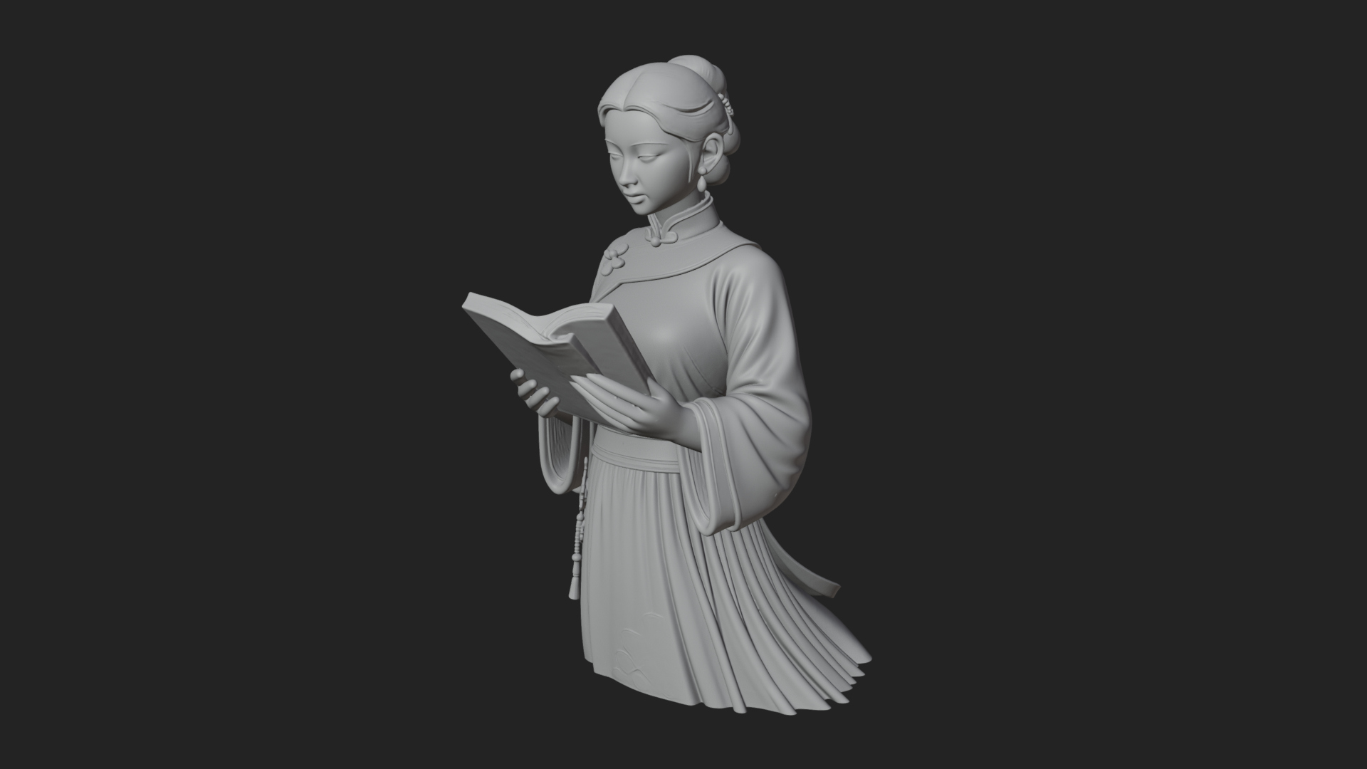Book Reading Lady Statue Design 2 3D Print Model 3D Model