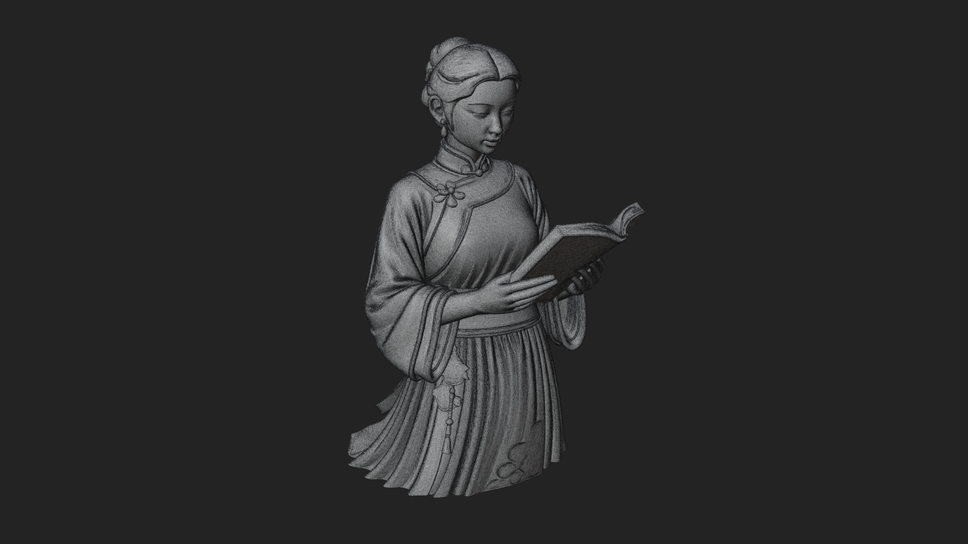 Book Reading Lady Statue Design 2 3D Print Model 3D Model