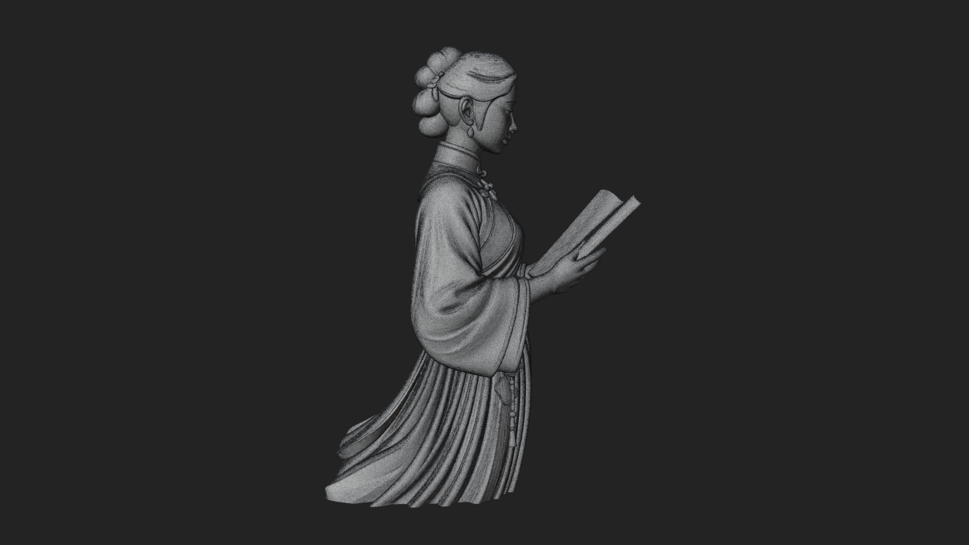 Book Reading Lady Statue Design 2 3D Print Model 3D Model