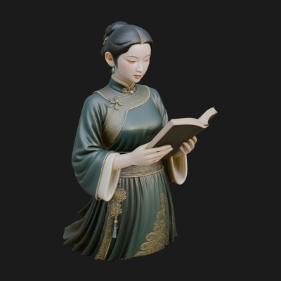 Book Reading Lady Statue Design 2 3D Print Model
