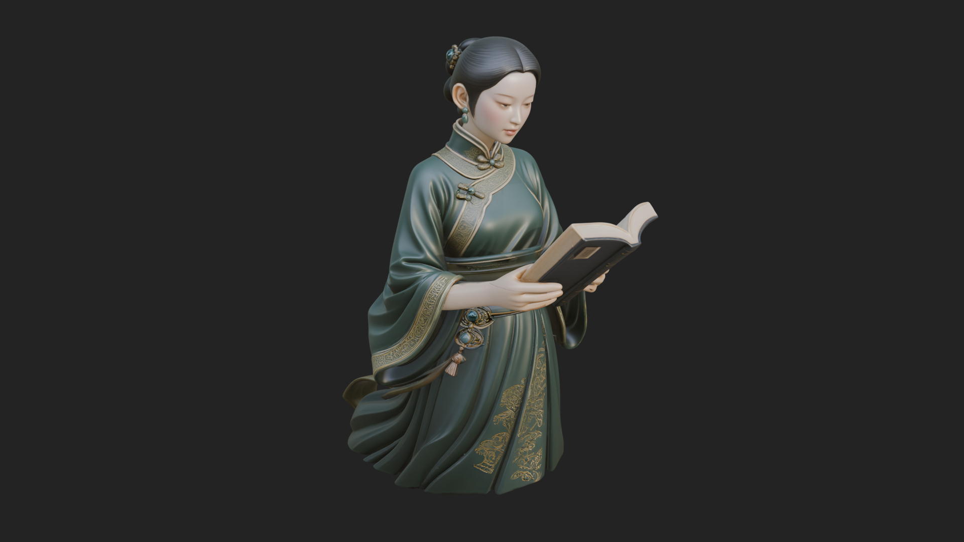 Book Reading Lady Statue Design 3 3D Print Model 3D Model