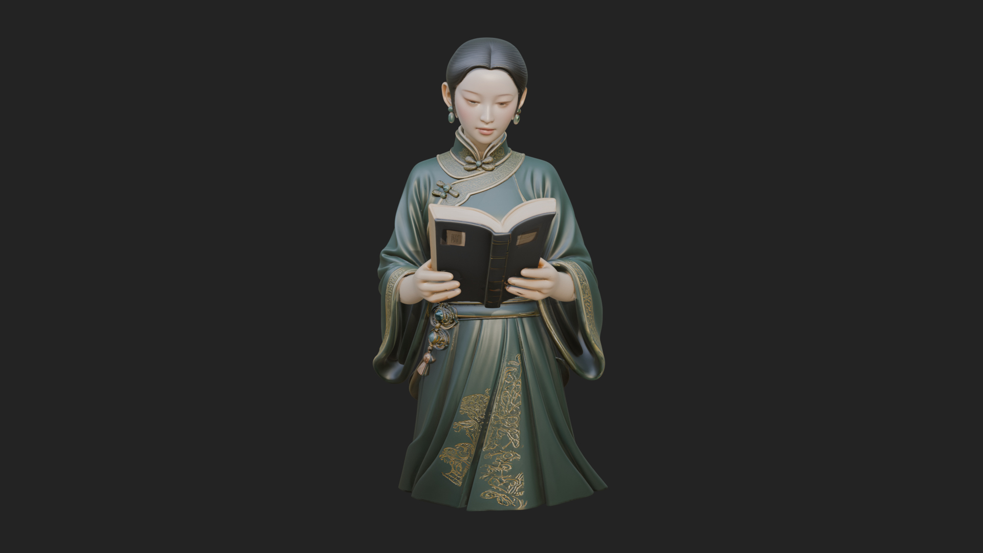 Book Reading Lady Statue Design 3 3D Print Model 3D Model