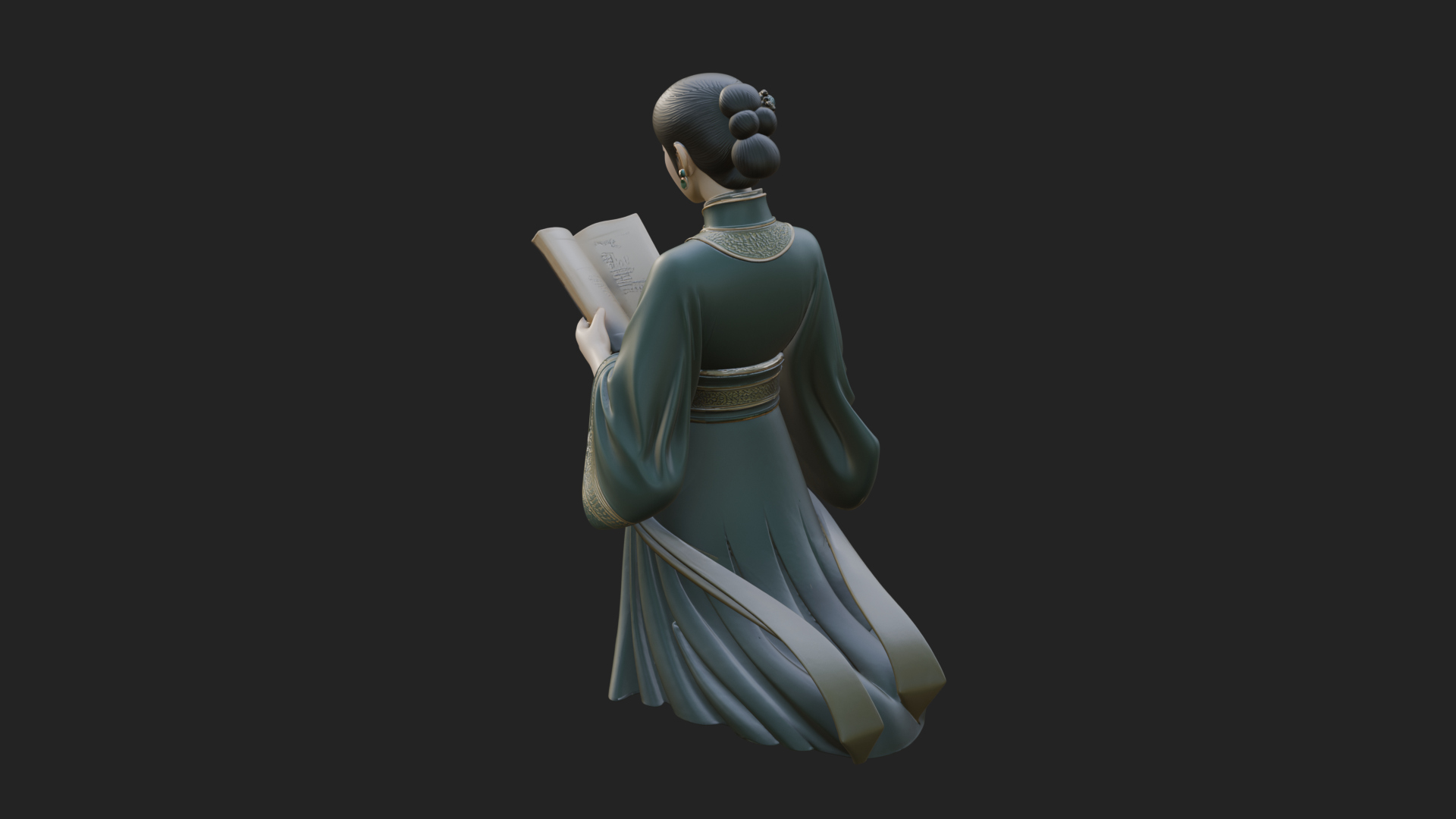 Book Reading Lady Statue Design 3 3D Print Model 3D Model