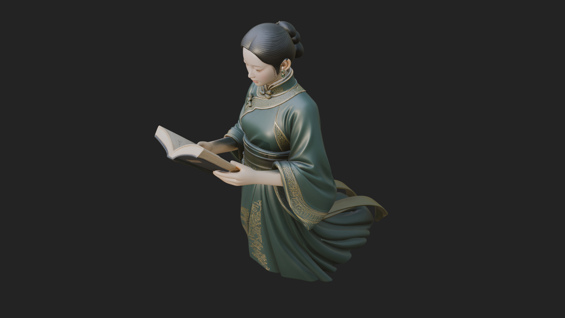 Book Reading Lady Statue Design 3 3D Print Model 3D Model