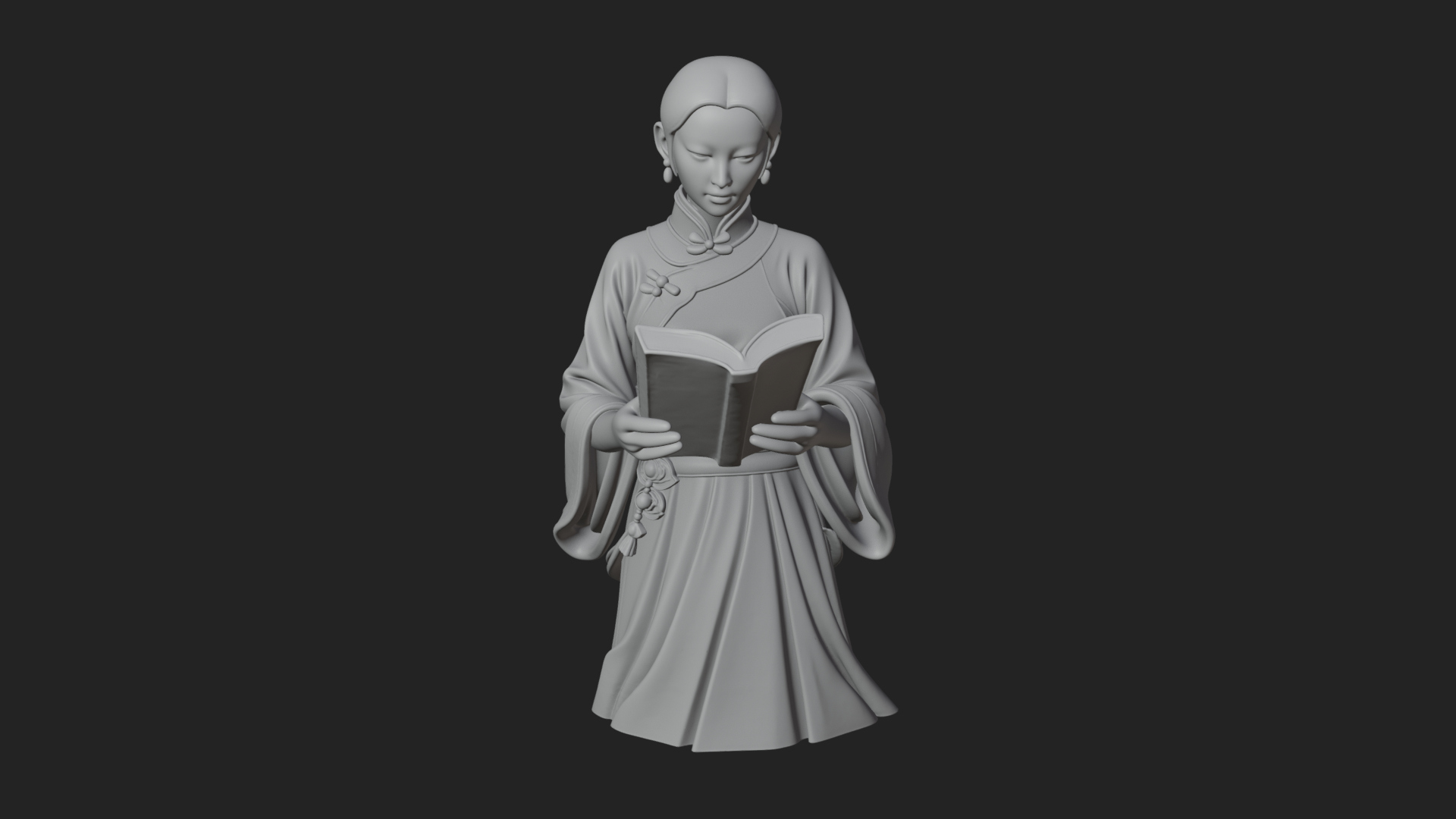 Book Reading Lady Statue Design 3 3D Print Model 3D Model