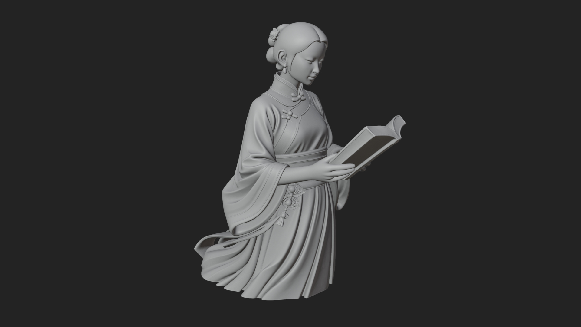 Book Reading Lady Statue Design 3 3D Print Model 3D Model