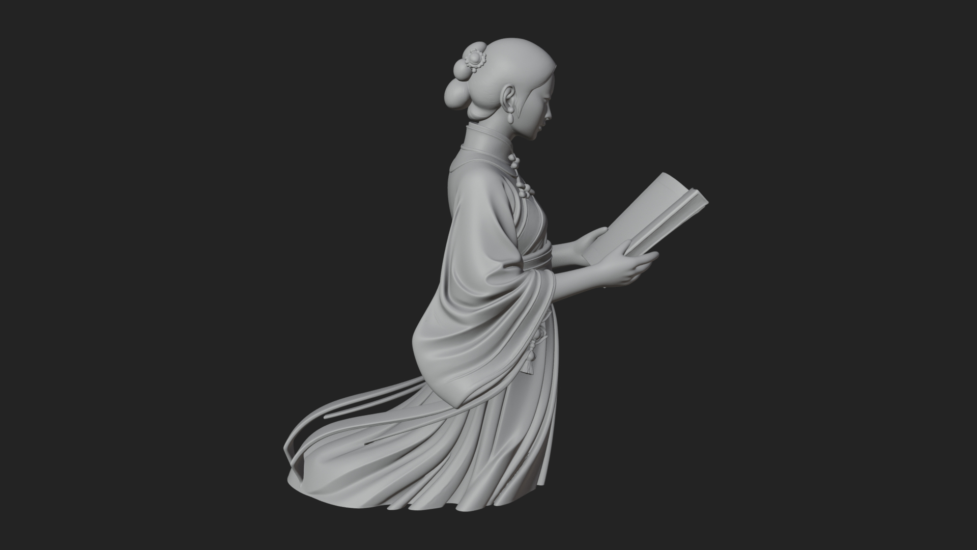 Book Reading Lady Statue Design 3 3D Print Model 3D Model