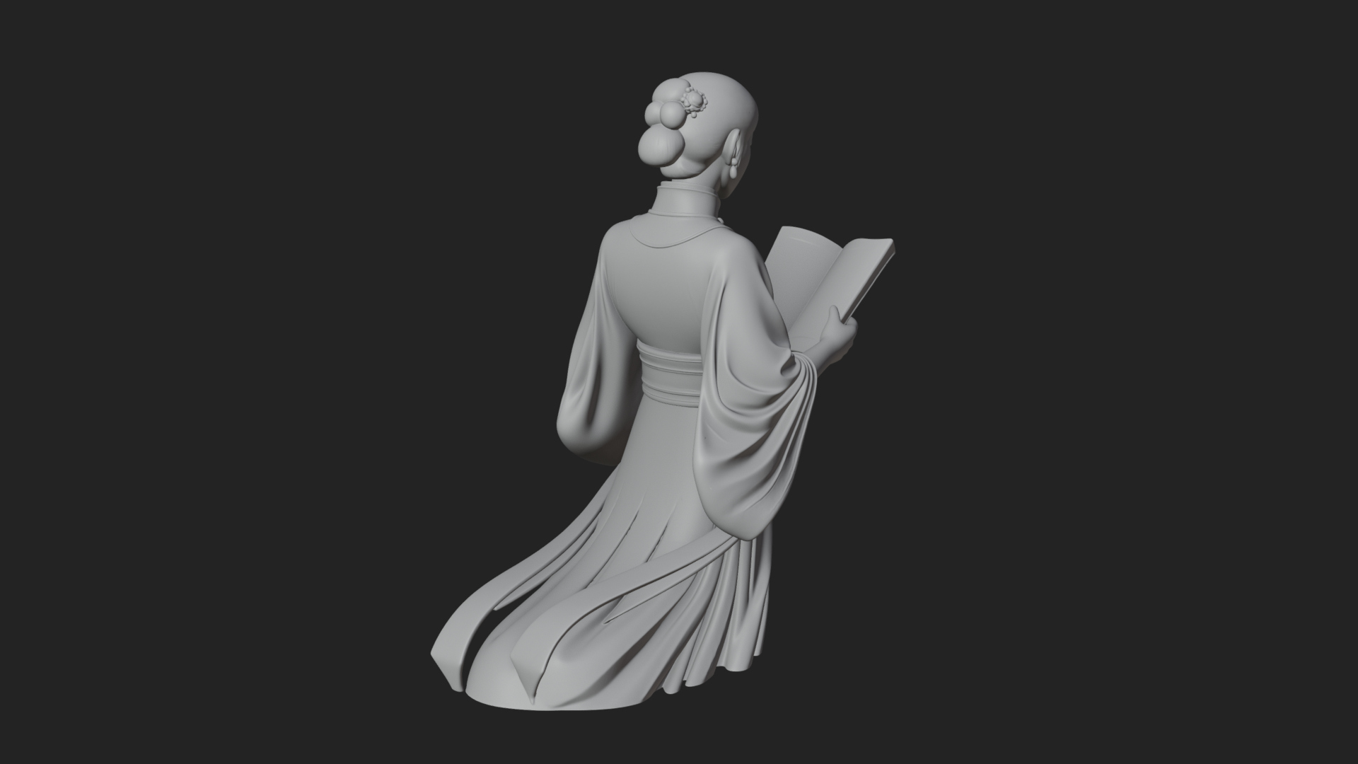 Book Reading Lady Statue Design 3 3D Print Model 3D Model