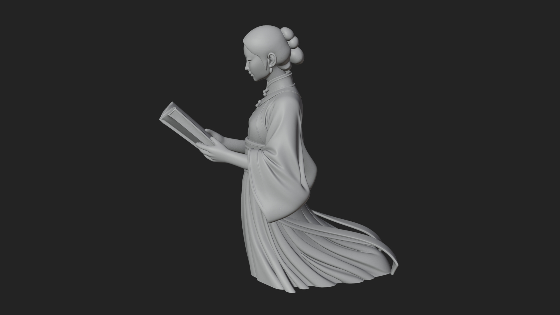 Book Reading Lady Statue Design 3 3D Print Model 3D Model