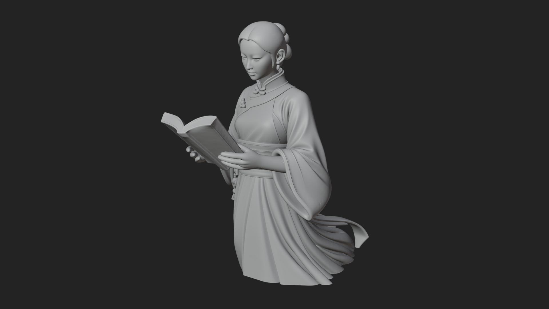 Book Reading Lady Statue Design 3 3D Print Model 3D Model