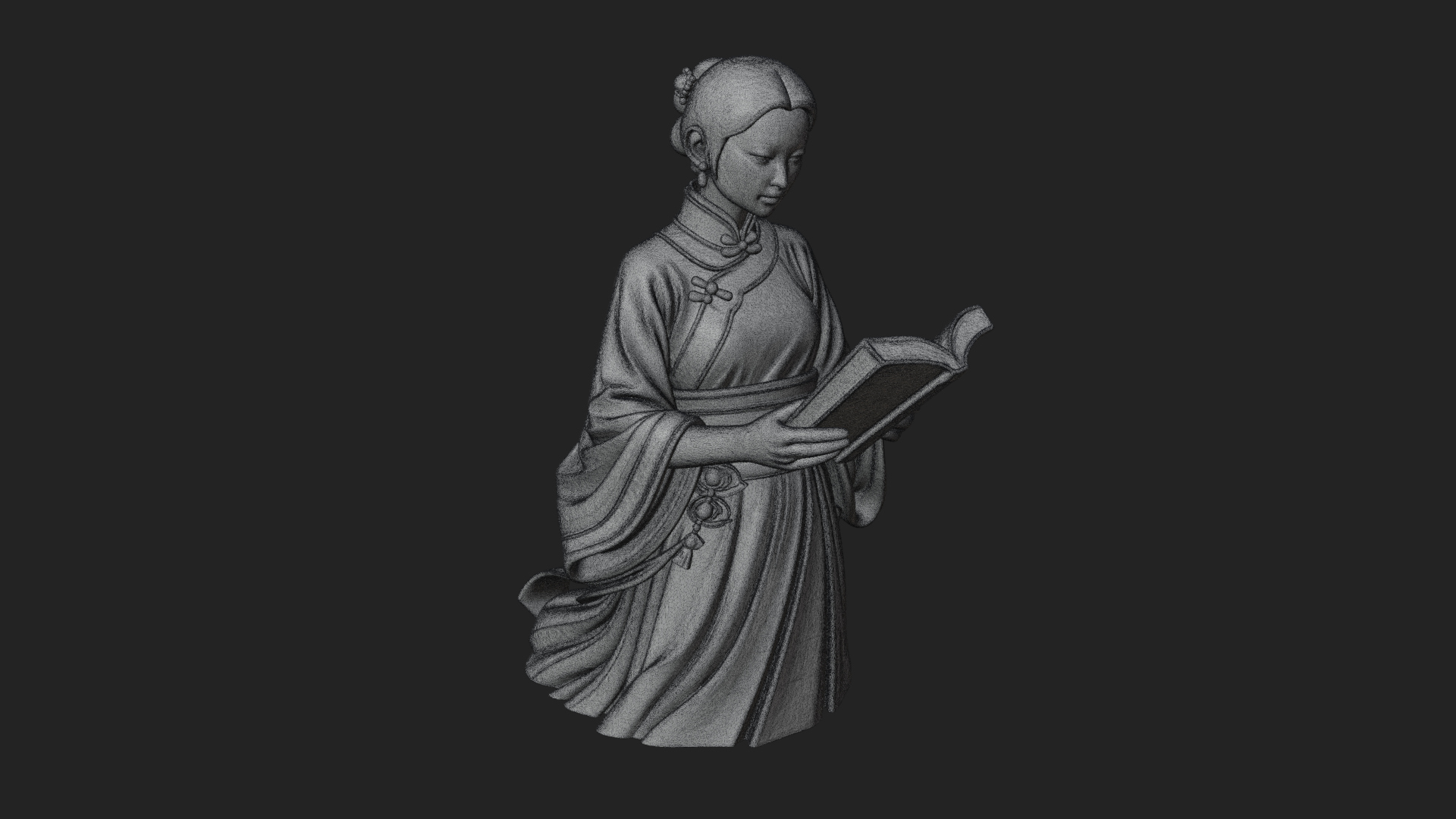 Book Reading Lady Statue Design 3 3D Print Model 3D Model