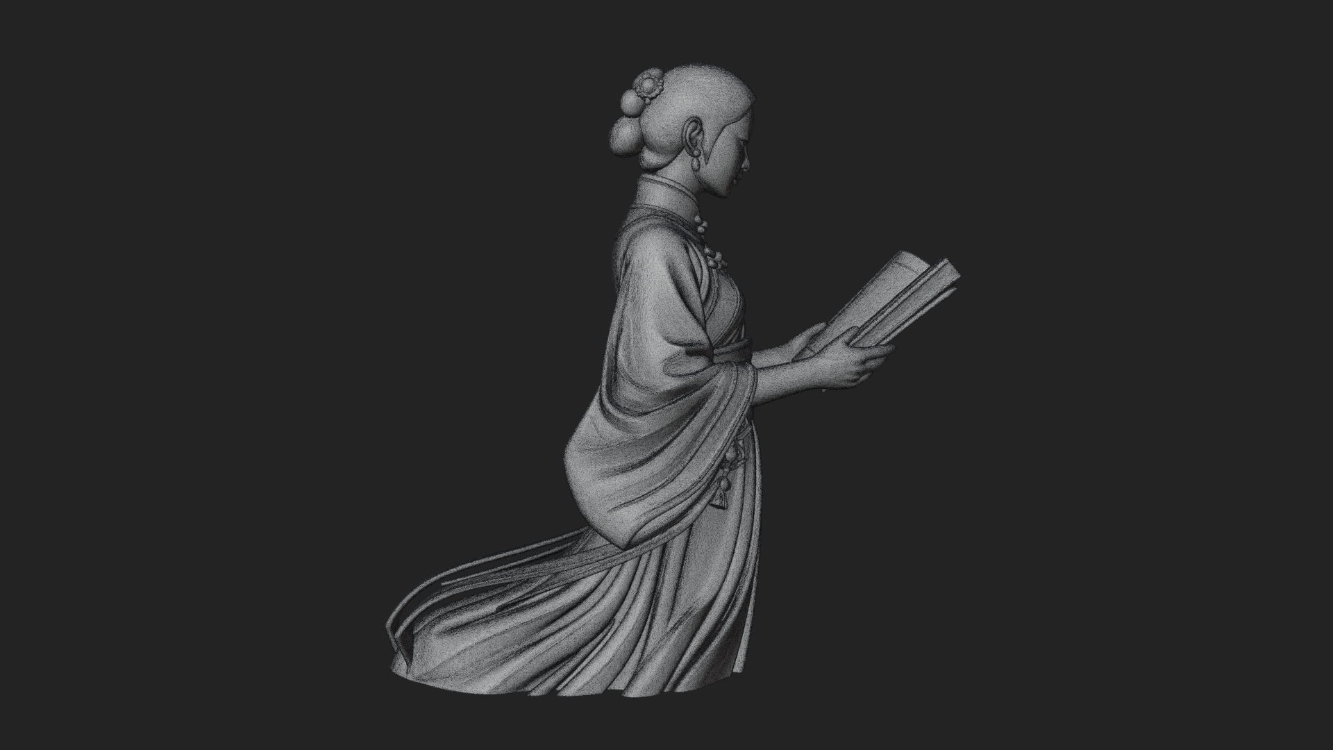 Book Reading Lady Statue Design 3 3D Print Model 3D Model