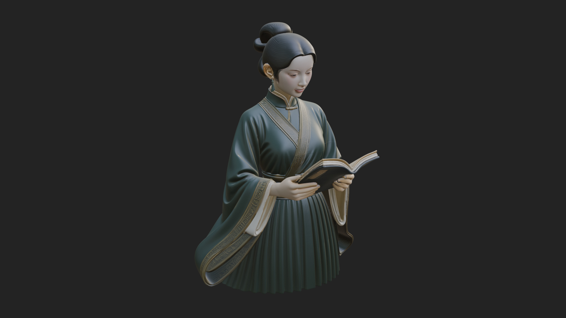 Book Reading Lady Statue Design 4 3D Print Model 3D Model