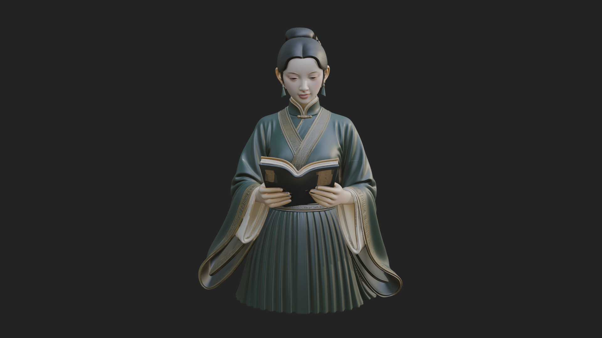 Book Reading Lady Statue Design 4 3D Print Model 3D Model