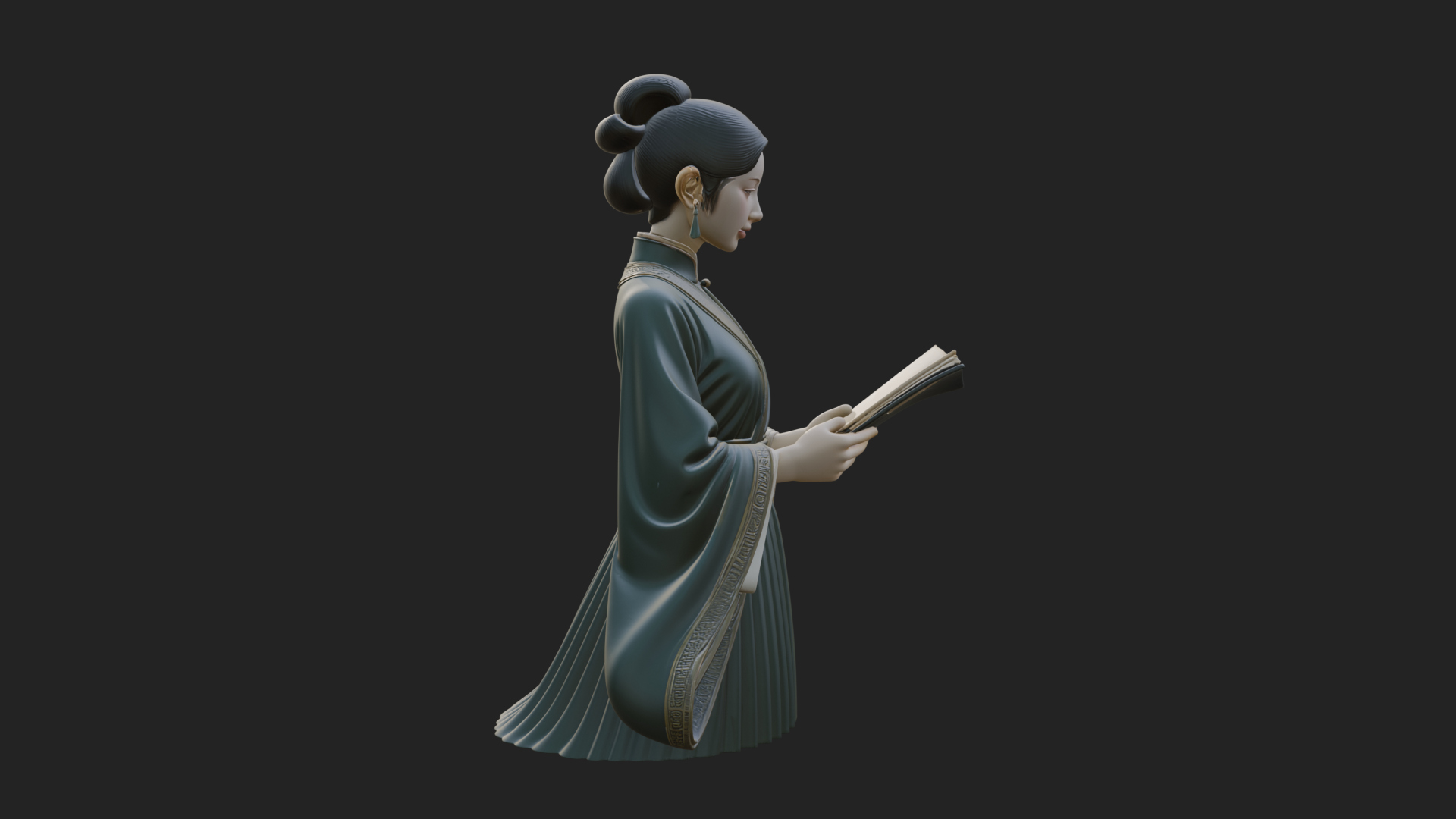 Book Reading Lady Statue Design 4 3D Print Model 3D Model