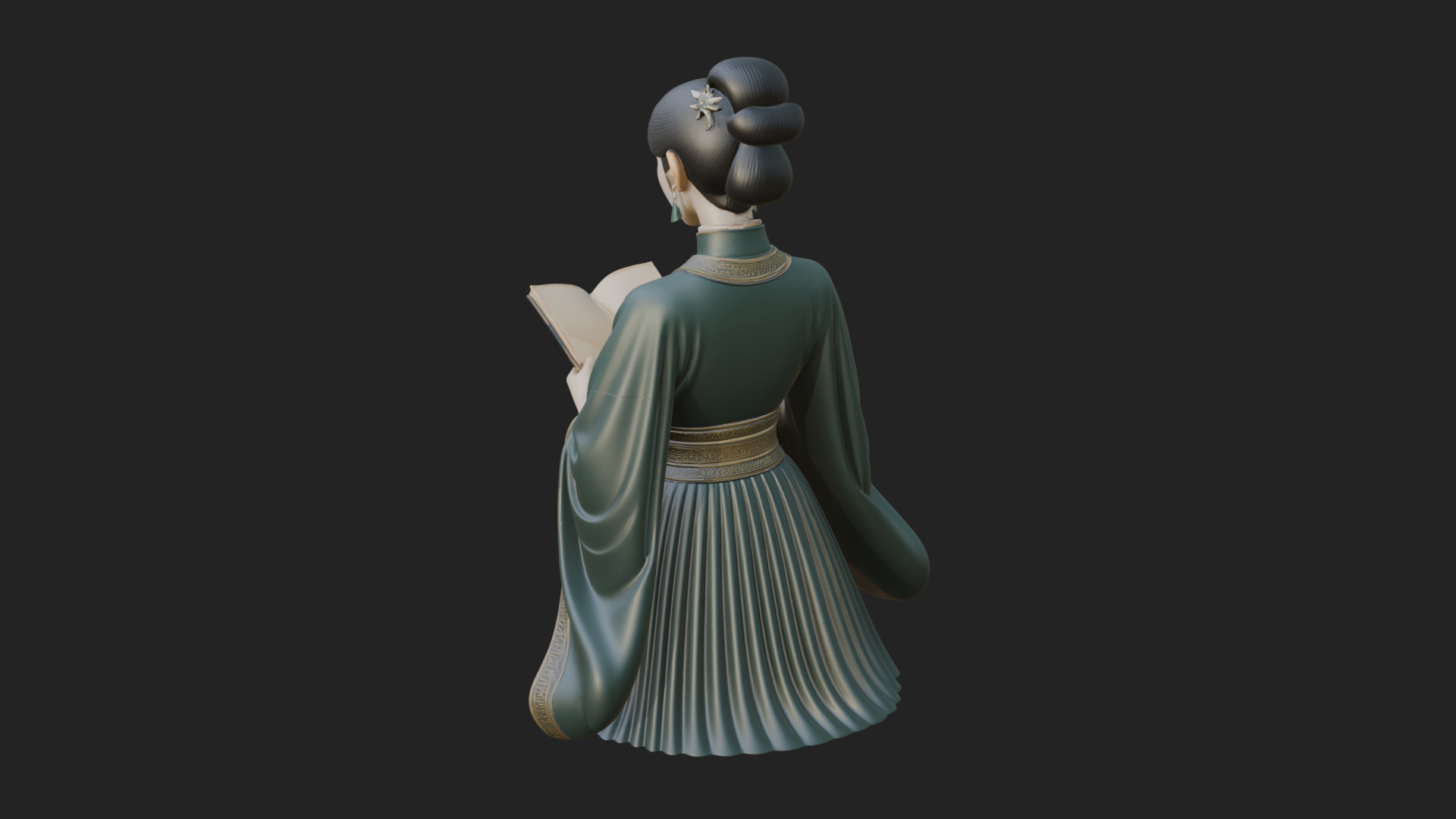 Book Reading Lady Statue Design 4 3D Print Model 3D Model