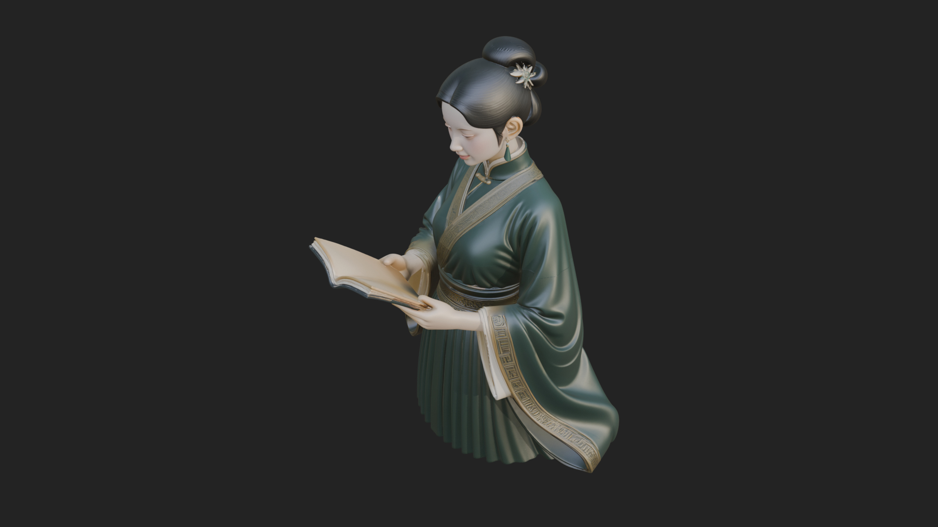 Book Reading Lady Statue Design 4 3D Print Model 3D Model