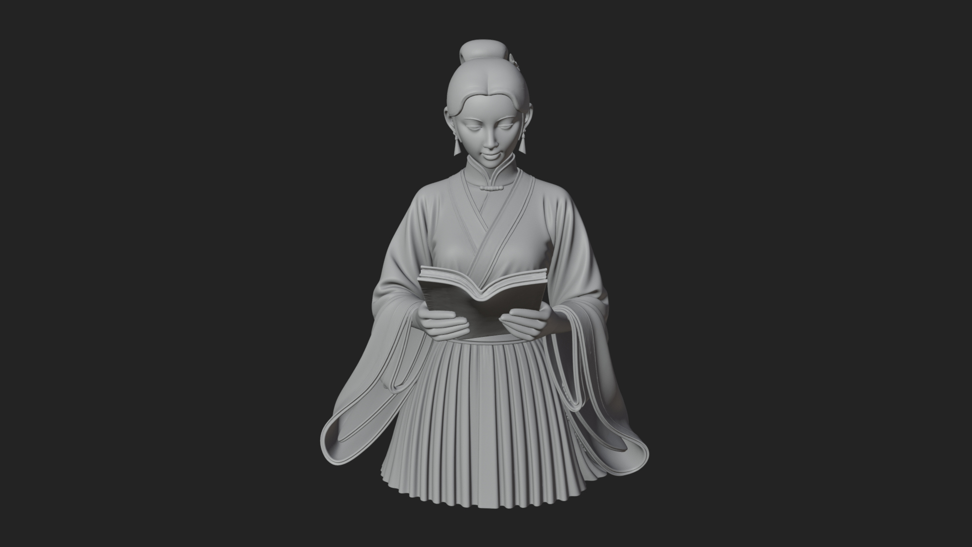 Book Reading Lady Statue Design 4 3D Print Model 3D Model