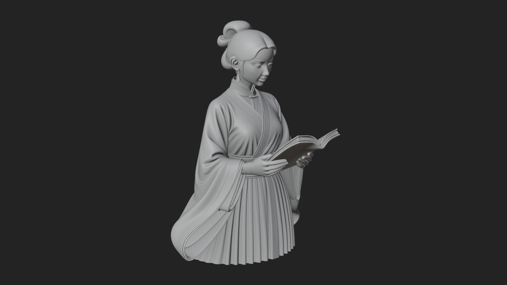Book Reading Lady Statue Design 4 3D Print Model 3D Model