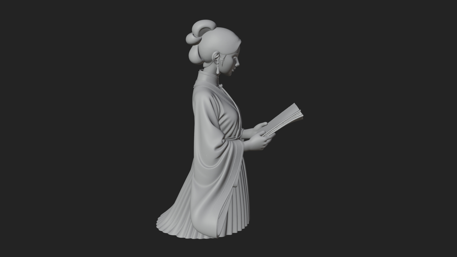 Book Reading Lady Statue Design 4 3D Print Model 3D Model