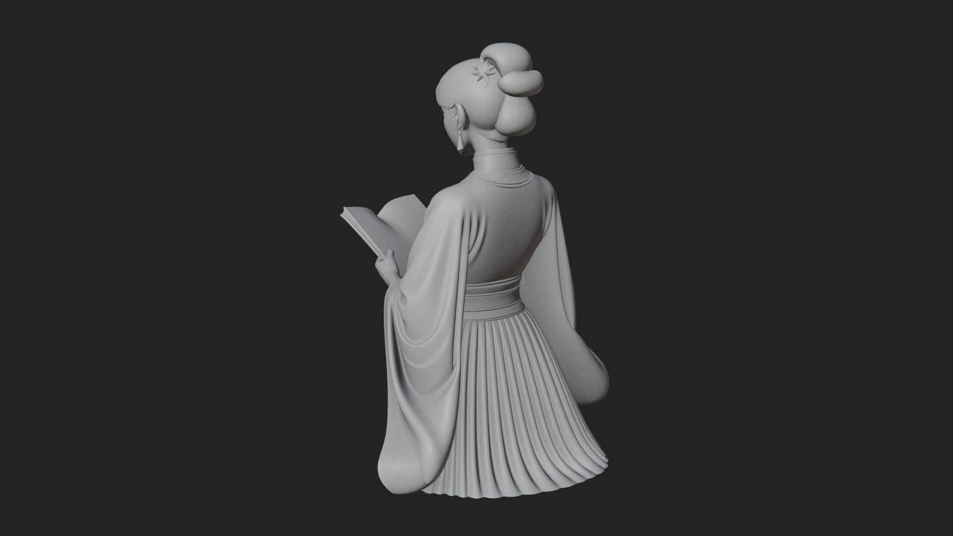 Book Reading Lady Statue Design 4 3D Print Model 3D Model