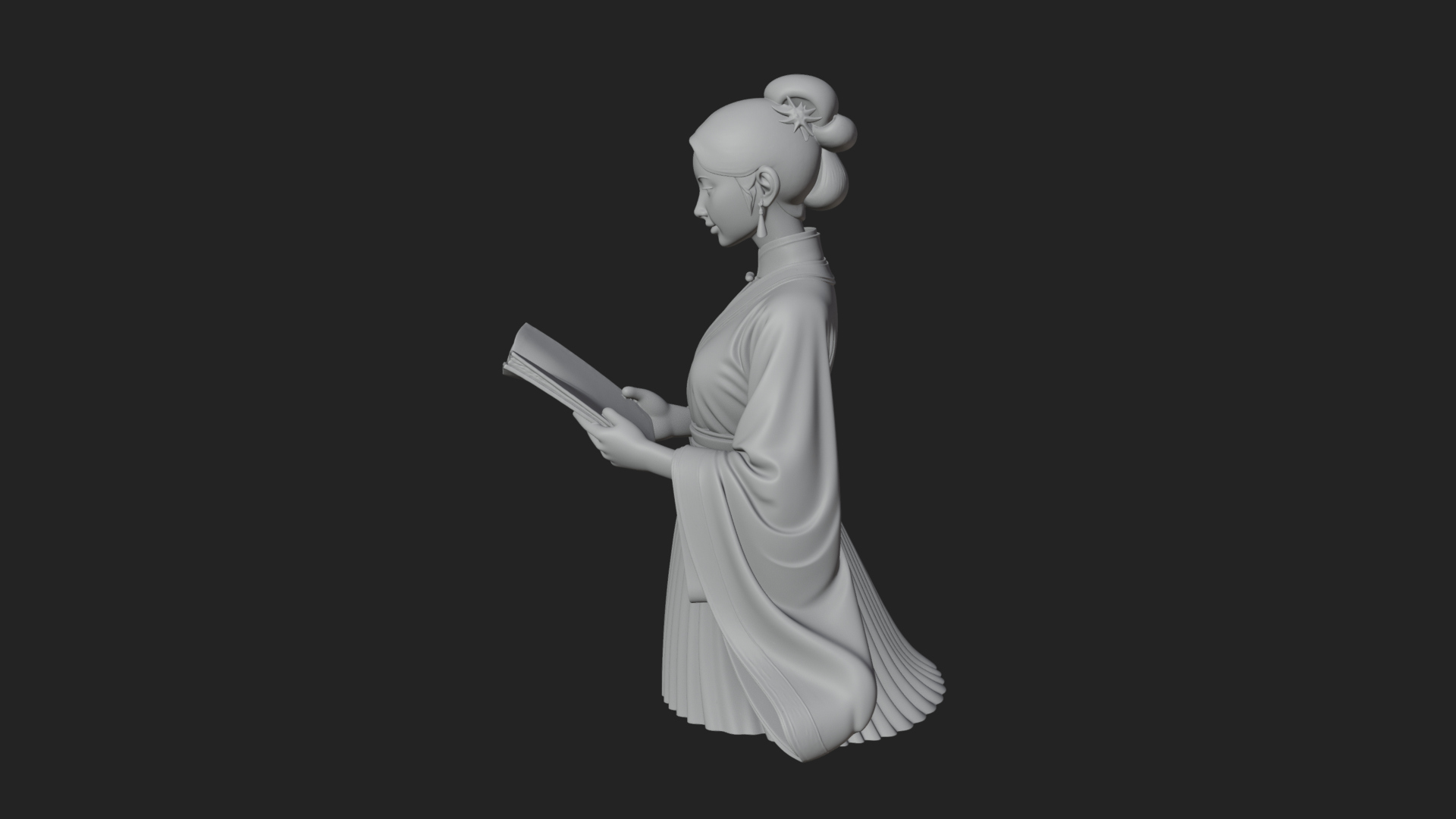 Book Reading Lady Statue Design 4 3D Print Model 3D Model