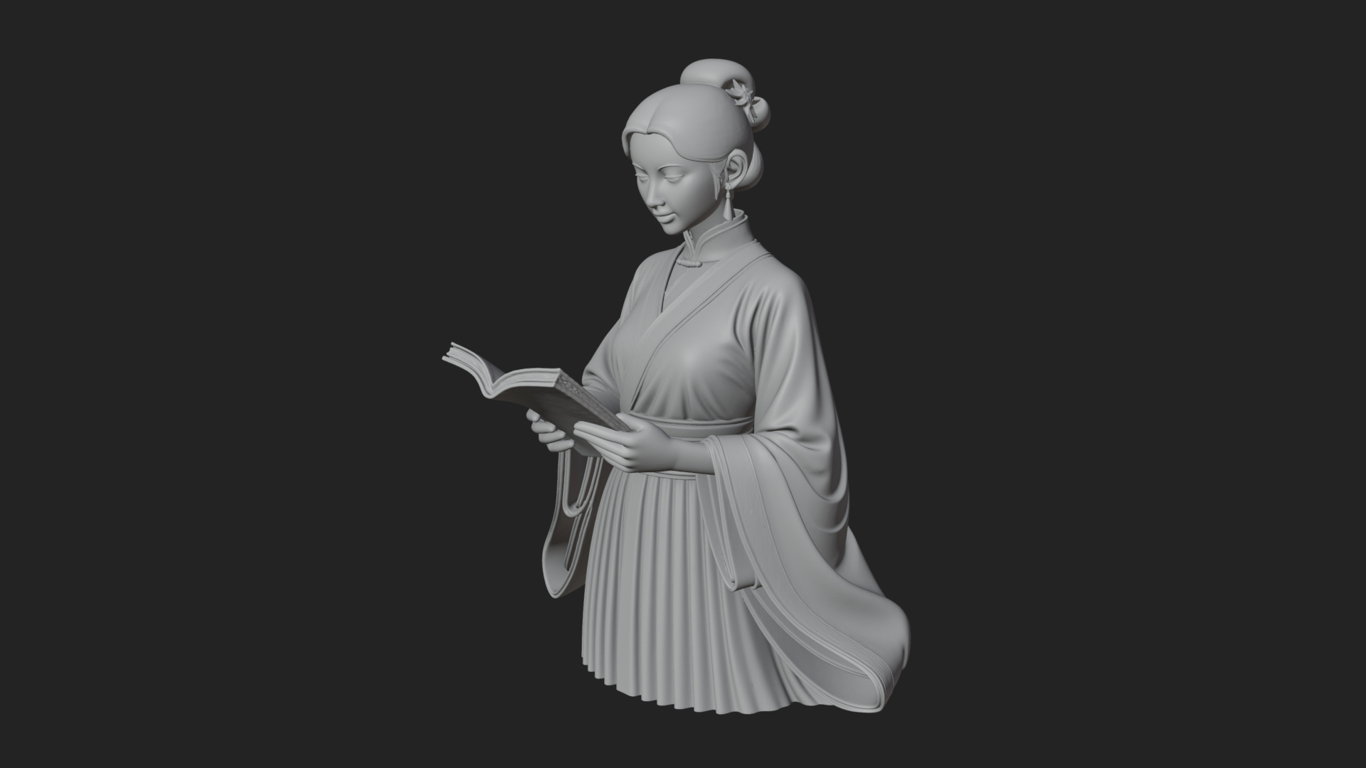 Book Reading Lady Statue Design 4 3D Print Model 3D Model