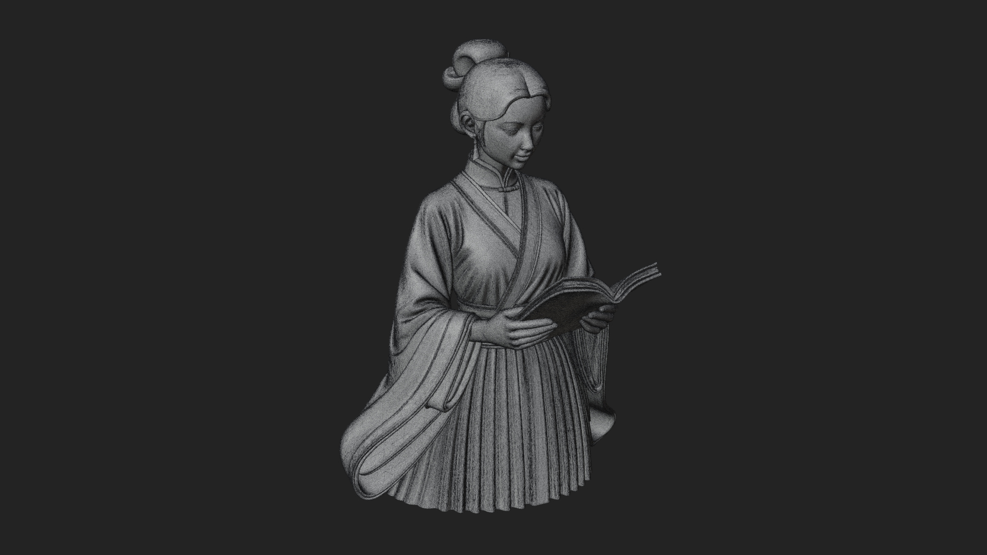 Book Reading Lady Statue Design 4 3D Print Model 3D Model
