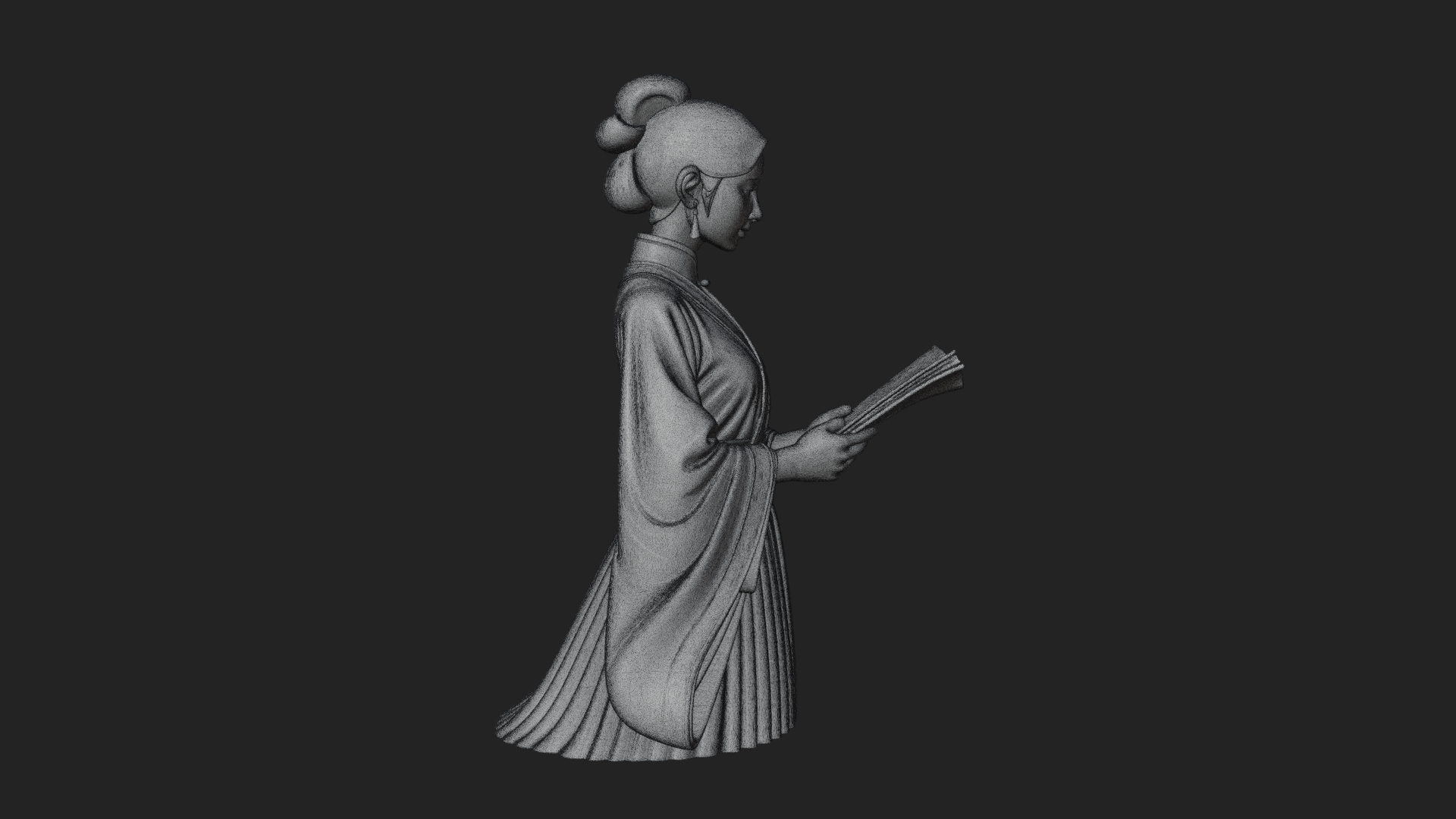 Book Reading Lady Statue Design 4 3D Print Model 3D Model