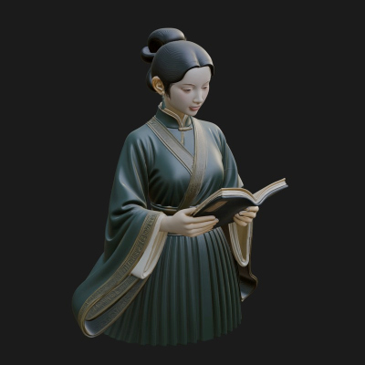 Book Reading Lady Statue Design 4 3D Print Model