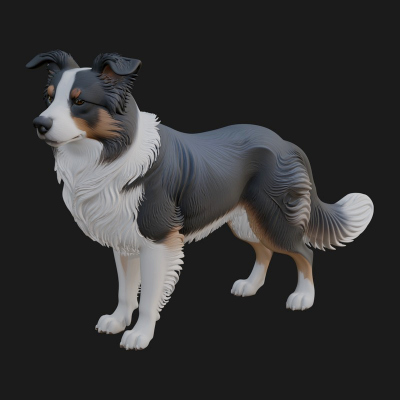 Border Collie Dog Statue Design 1 3D Print Model