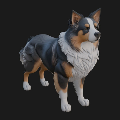 Border Collie Dog Statue Design 2 3D Print Model