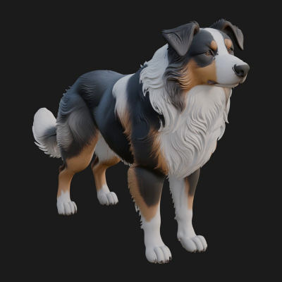 Border Collie Dog Statue Design 3 3D Print Model